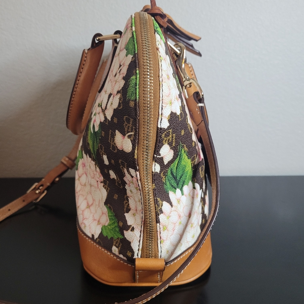 Dooney & Bourke Hydrangea Monogram Bitsy Zip Zip Dome Satchel - Picture 7 of 16